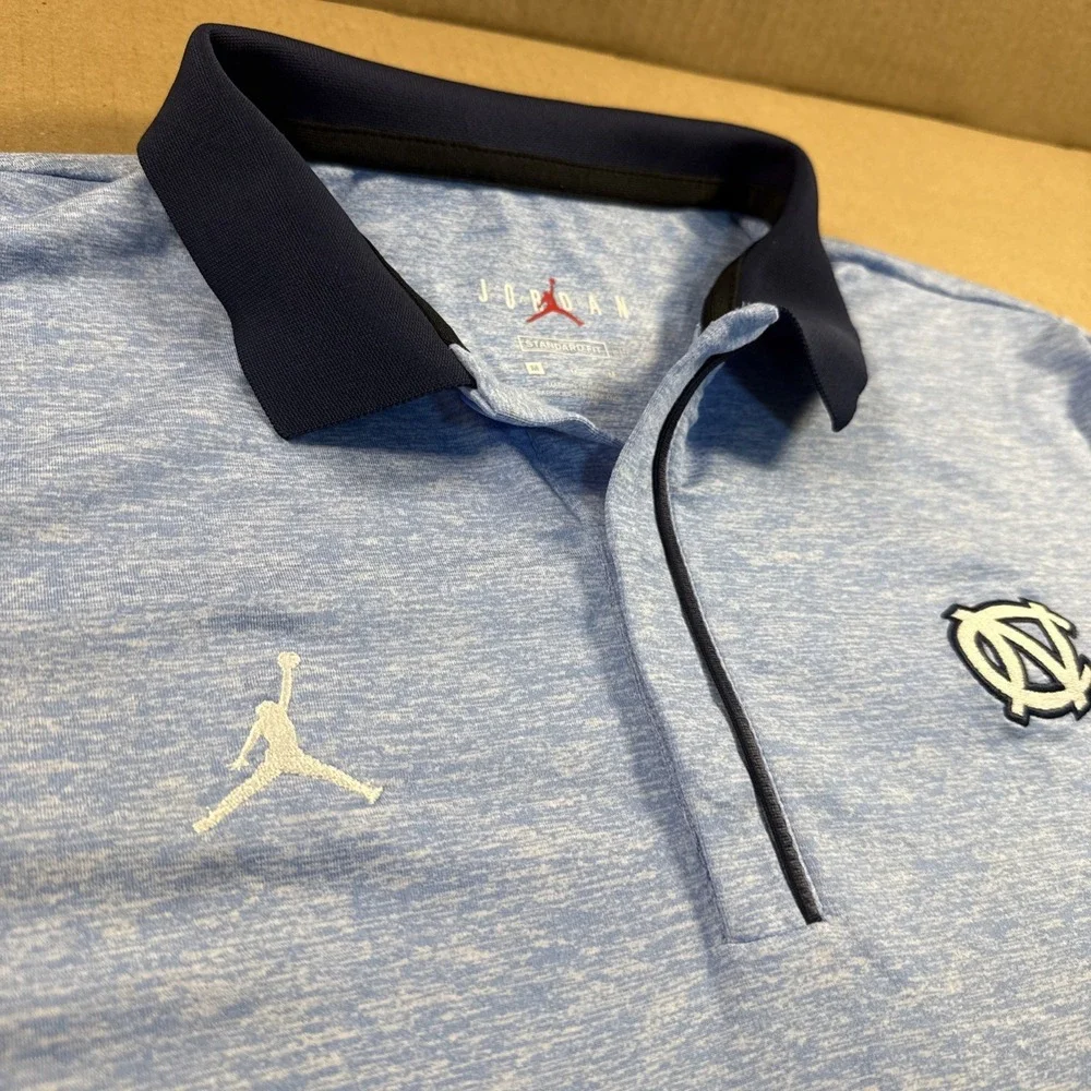 North Carolina Tar Heels Mens Shirt Medium‎ Jordan Blue Polo Top NCAA Basketball